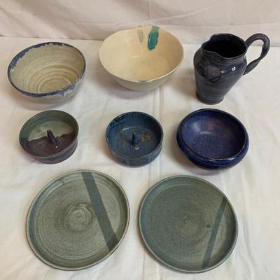 Blue Hued Signed Handmade Pottery (K-HS)