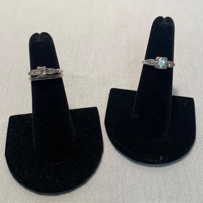 Two Diamond & Platinum Engagement Rings with Wedding Band (ST-BB)