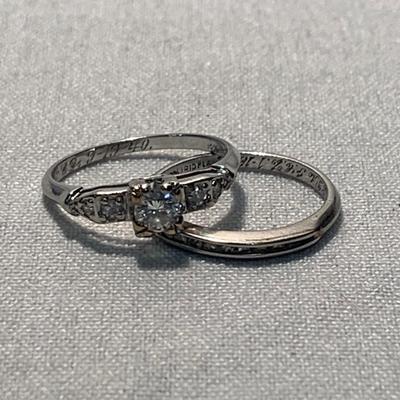 Two Diamond & Platinum Engagement Rings with Wedding Band (ST-BB)