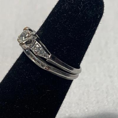 Two Diamond & Platinum Engagement Rings with Wedding Band (ST-BB)