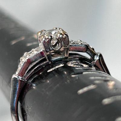 Two Diamond & Platinum Engagement Rings with Wedding Band (ST-BB)