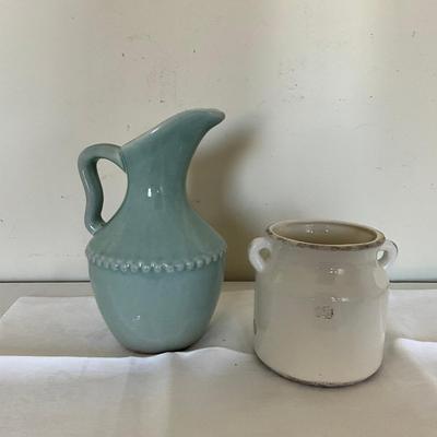 343 Vintage Ceramic Pitcher & Small Crock Set