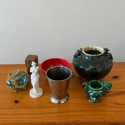 353 Pewter Cup, Rooster Pitcher & Other items Lot