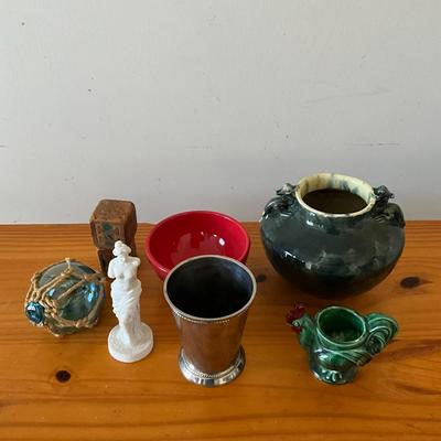 353 Pewter Cup, Rooster Pitcher & Other items Lot