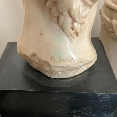 367 Classical Bust Sculpture & Decorative Ceramic Bowl With Shells