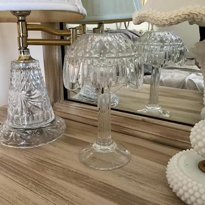 368 Vintage Milk Glass Lamp With Shade & Other Items Lot