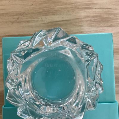 369 Crystal Tiffany Candle Holder With A Tiffacy & Co. Blue Box