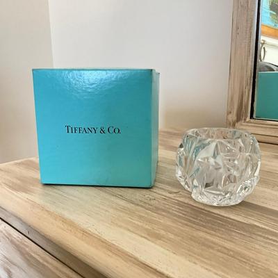 369 Crystal Tiffany Candle Holder With A Tiffacy & Co. Blue Box