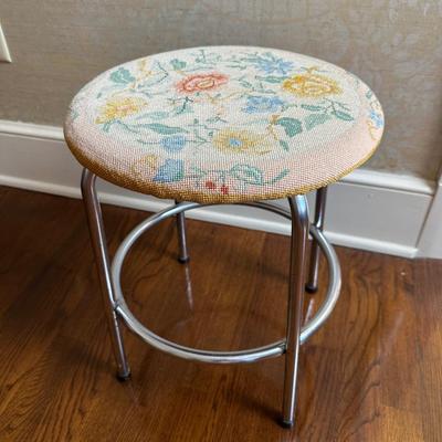 Vintage Metal And Fabric Stool