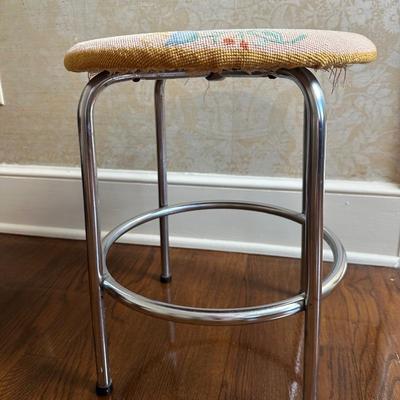 Vintage Metal And Fabric Stool