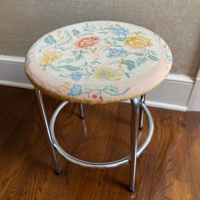 Vintage Metal And Fabric Stool