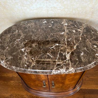Thomasville Marble Top Burl Cabinet