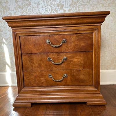 Thomasville Two Drawer Burl Nightstand (See Details)