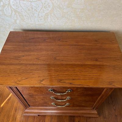 Thomasville Two Drawer Burl Nightstand (See Details)