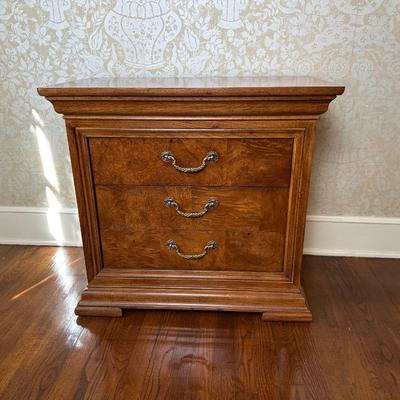 Thomasville Two Drawer Burl Nightstand (See Details)