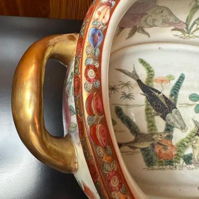 Japanese Painted and Gilt Porcelain Foot Bath Bowl