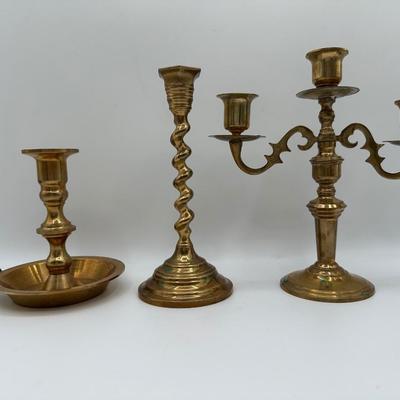 Assorted Brass Candle Holders