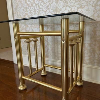 Mid-Century Tubular and Glass Side Table
