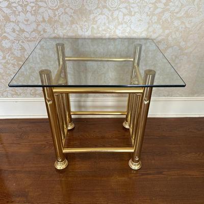 Mid-Century Tubular and Glass Side Table