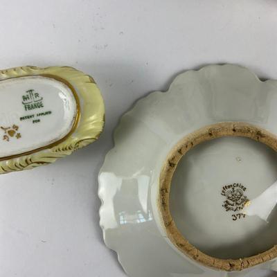 374 Enoch Wedgewood Floral Teapot With Yellow Oval Trinket Box, Leaf Tray & Rose Lid Trinket Box