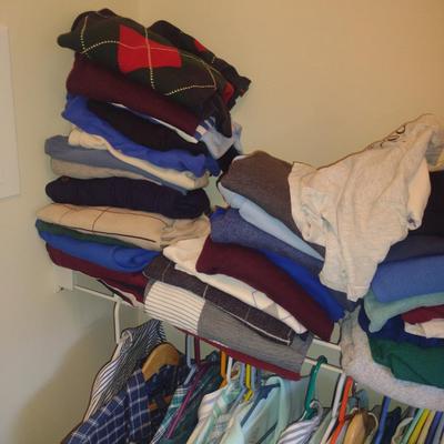 Assorted Men's Clothing- Shirts, Jeans, Sweaters, Ties, Shoes, Etc.