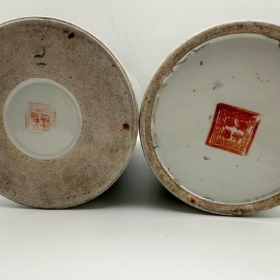 Two Chinese Porcelain Hand-Painted Vases