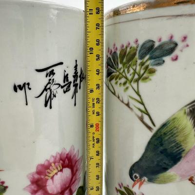 Two Chinese Porcelain Hand-Painted Vases