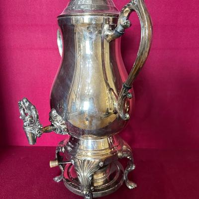 Vintage Silver Plated Coffee Tea Urn with Burner