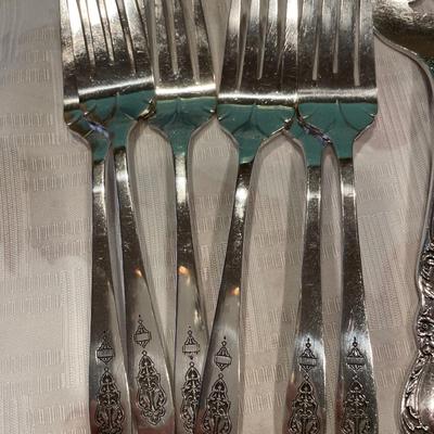 Silver plate forks and serving utensils