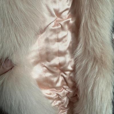 213. FENDI Black and Pink Stole Wrap - 100% Silk with Fox Fur