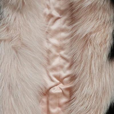 213. FENDI Black and Pink Stole Wrap - 100% Silk with Fox Fur