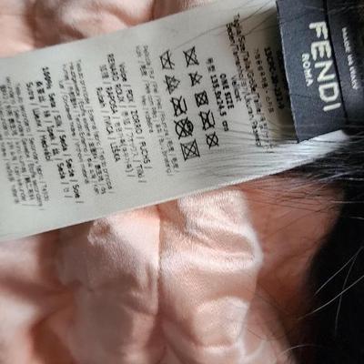 213. FENDI Black and Pink Stole Wrap - 100% Silk with Fox Fur