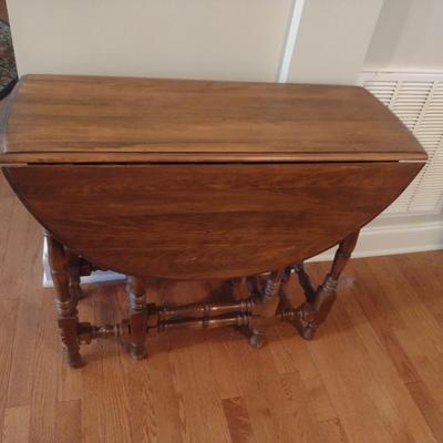 Wooden Two Drawer Gate Leg Drop Leaf Table