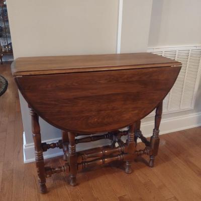 Wooden Two Drawer Gate Leg Drop Leaf Table