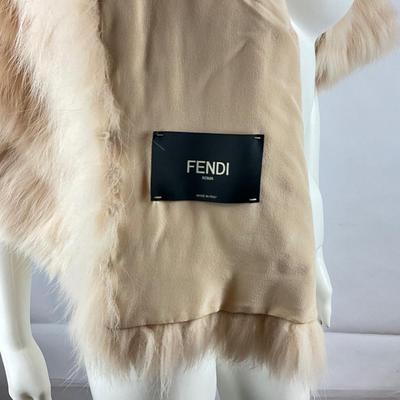 218. FENDI Pink Fur Shawl with Lace Collar