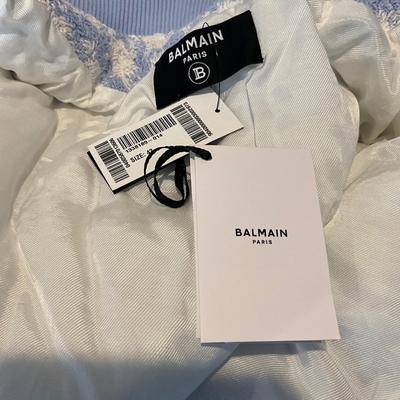 223. New with Tags Pierre BALMAIN Paris Houndstooth Tweed Bomber Jacket- Size 42