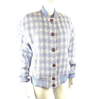 223. New with Tags Pierre BALMAIN Paris Houndstooth Tweed Bomber Jacket- Size 42