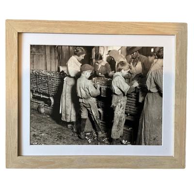 205 Vintage Black & White 1913 Oyster Shuckers Framed Photograph by Lewis Hines