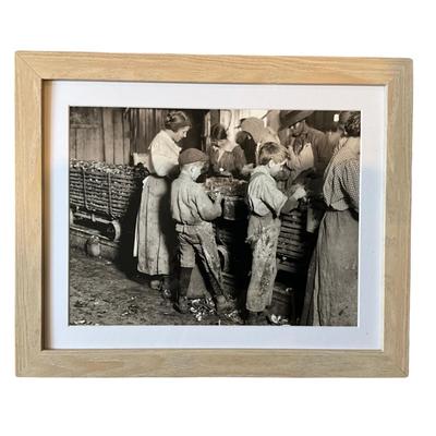 205 Vintage Black & White 1913 Oyster Shuckers Framed Photograph by Lewis Hines