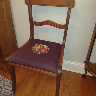Wooden Chair with Needlework Seat