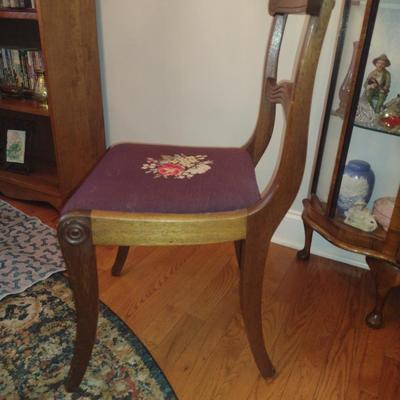 Wooden Chair with Needlework Seat