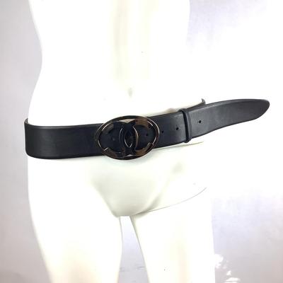 298 Authentic CHANEL 2012 Karl Lagerfield Collection Black Lambskin Silver-tone Belt