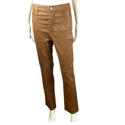 306 FRAME Le Sylvie Slender Straight Brown Leather Pants
