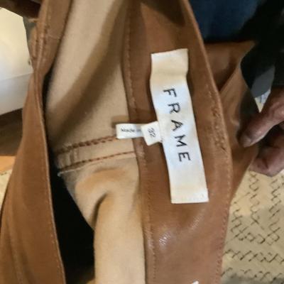 306 FRAME Le Sylvie Slender Straight Brown Leather Pants