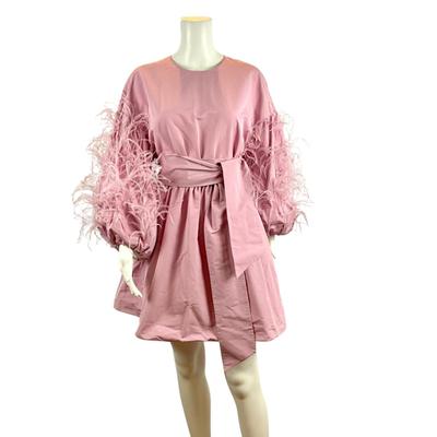 239. New with Tag VALENTINO Pink Ostrich Feathered Dress - Size 46