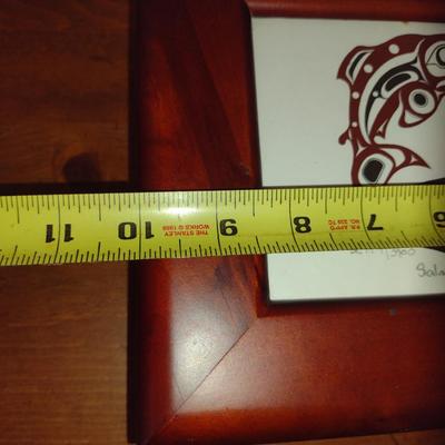 Wooden Storage Box with 'Salmon Circle' Print on Lid- Signed and Numbered