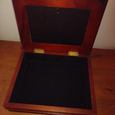 Wooden Storage Box with 'Salmon Circle' Print on Lid- Signed and Numbered