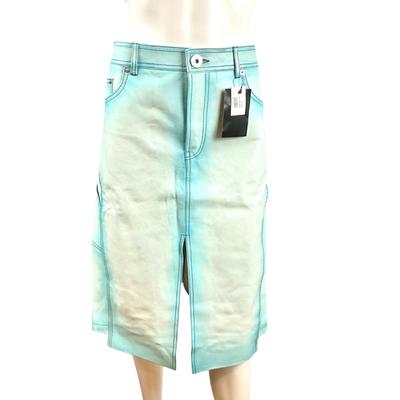 250. New with Tags LANVIN Blue Tie-Dye Leather Skirt