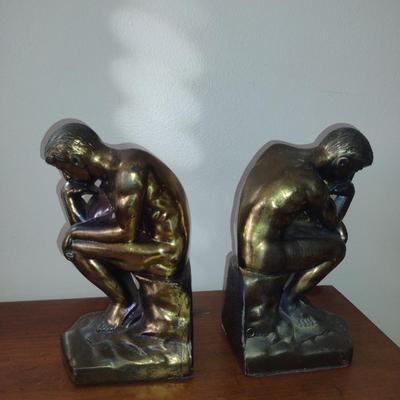 Vintage Pair of Brass 'The Thinker' Bookends
