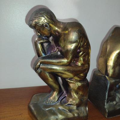 Vintage Pair of Brass 'The Thinker' Bookends